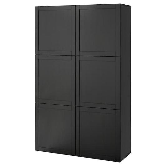 BESTÅ Mobile with doors - Brown-black Hanviken 120x40x192 cm , 120x42x193 cm - best price from Maltashopper.com 59058409