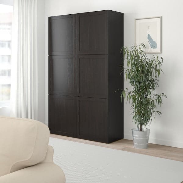 BESTÅ Mobile with doors - Brown-black Hanviken 120x40x192 cm , 120x42x193 cm - best price from Maltashopper.com 59058409