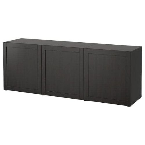 BESTÅ storage combination with doors, black-brown/Hanviken black-brown, 180x42x65 cm