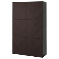 BESTÅ - Storage combination with doors, black-brown Hedeviken/dark brown stained oak veneer, 120x42x193 cm - best price from Maltashopper.com 69421654