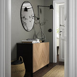 BESTÅ storage combination with doors, black-brown/Hedeviken/Stubbarp oak veneer, 120x42x74 cm