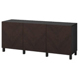 BESTÅ storage combination with doors, black-brown Hedeviken/Stubbarp/dark brown stained oak veneer, 180x42x74 cm