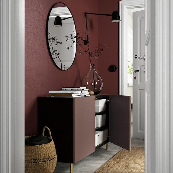 Ikea BESTÅ Cabinet with doors, black-brown / Hjortviken / Ösarp brown,120x42x74 cm