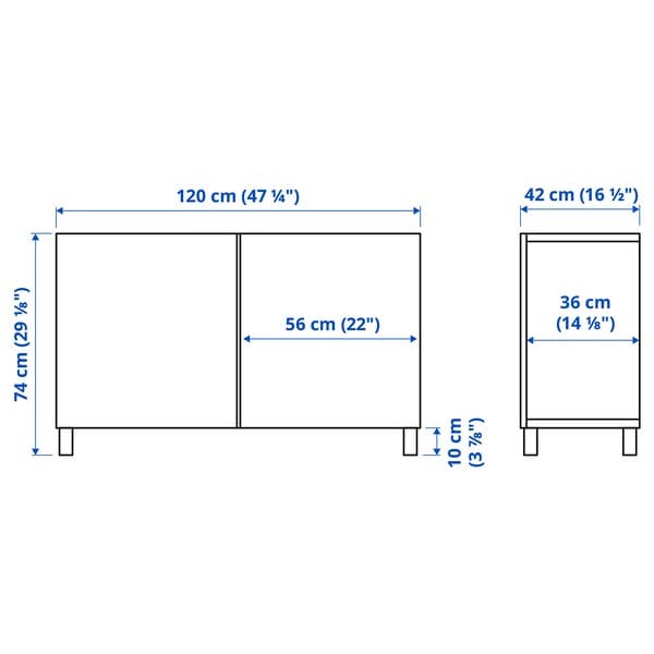 Ikea BESTÅ Cabinet with doors, black-brown / Hjortviken / Ösarp brown,120x42x74 cm