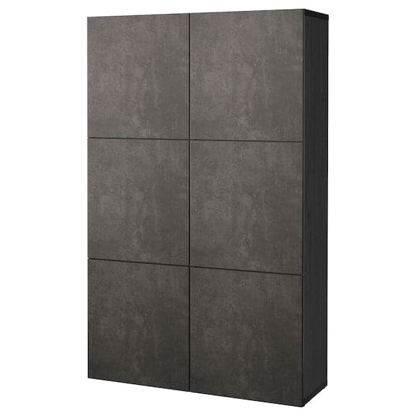 BESTÅ - Storage combination with doors, black-brown Kallviken/dark grey concrete effect, 120x42x193 cm