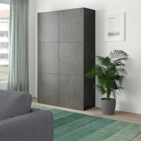BESTÅ - Storage combination with doors, black-brown Kallviken/dark grey concrete effect, 120x42x193 cm - best price from Maltashopper.com 19205884