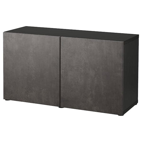 BESTÅ - Storage combination with doors, black-brown Kallviken/dark grey concrete effect, 120x42x65 cm