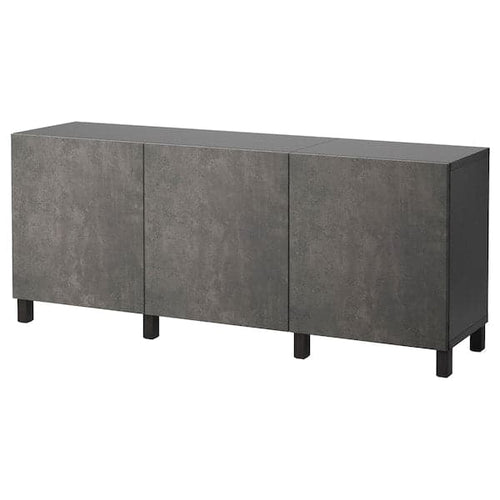BESTÅ storage combination with doors, black-brown Kallviken/Stubbarp/dark grey concrete effect, 180x42x74 cm
