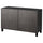 BESTÅ - BESTÅ Storage combination with doors, black-brown Kallviken/Stubbarp/dark grey concrete effect, 120x42x74 cm