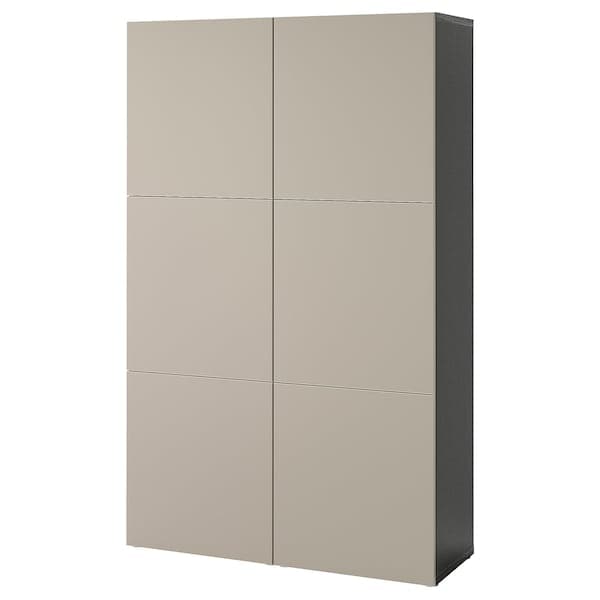 BESTÅ - Storage combination with doors, black-brown/Lappviken light grey-beige, 120x42x193 cm - best price from Maltashopper.com 69421673