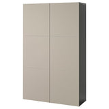 BESTÅ storage combination with doors, black-brown/Lappviken light grey-beige, 120x42x193 cm