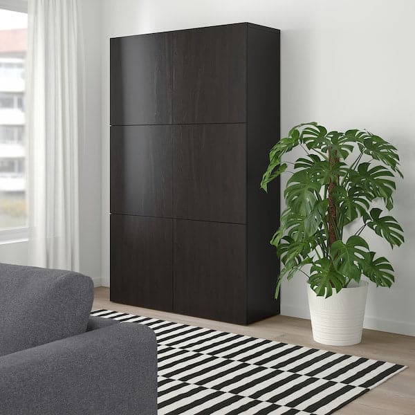 BESTÅ - Storage combination with doors, black-brown/Lappviken black-brown, 120x42x193 cm - best price from Maltashopper.com 89057903