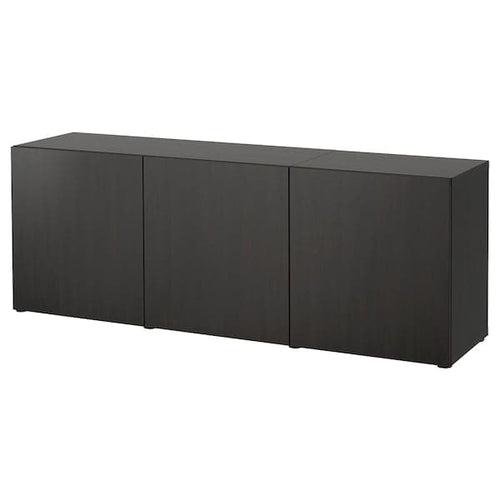 BESTÅ - Storage combination with doors, black-brown/Lappviken black-brown, 180x42x65 cm