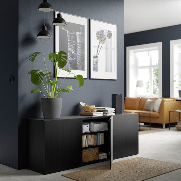 BESTÅ - Storage combination with doors, black-brown/Lappviken black-brown, 180x42x65 cm - best price from Maltashopper.com 39324980