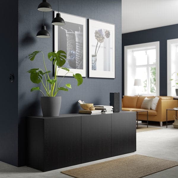 BESTÅ - Storage combination with doors, black-brown/Lappviken black-brown, 180x42x65 cm - best price from Maltashopper.com 39324980