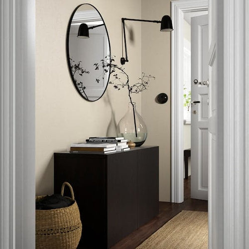 BESTÅ - Storage combination with doors, black-brown/Lappviken black-brown, 120x42x65 cm