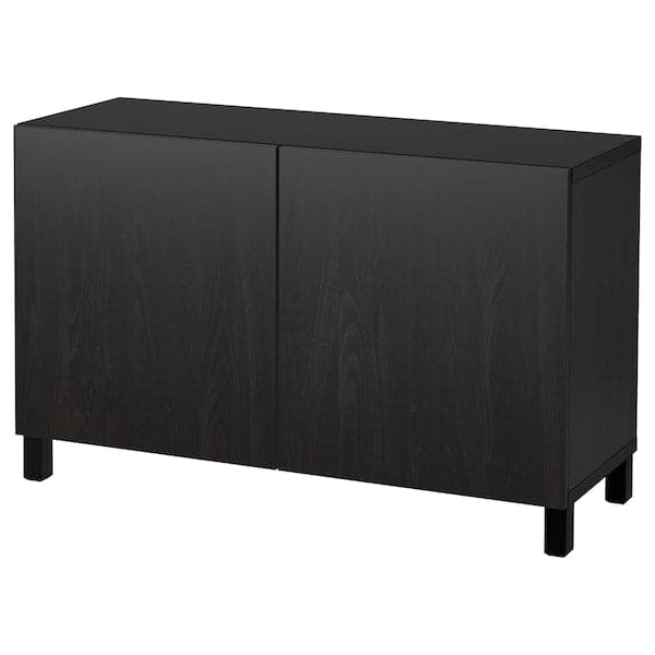 BESTÅ - Storage combination with doors, black-brown/Lappviken/Stubbarp black-brown, 120x42x74 cm