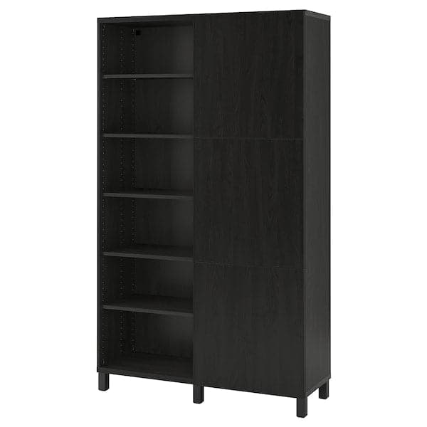 BESTÅ - Storage combination with doors, black-brown/Lappviken/Stubbarp black-brown, 120x42x202 cm