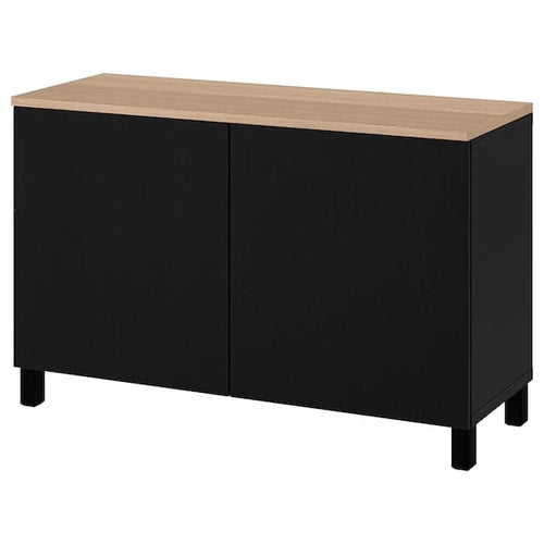 BESTÅ - Storage combination with doors, black-brown/Lappviken/Stubbarp black-brown, 120x42x76 cm