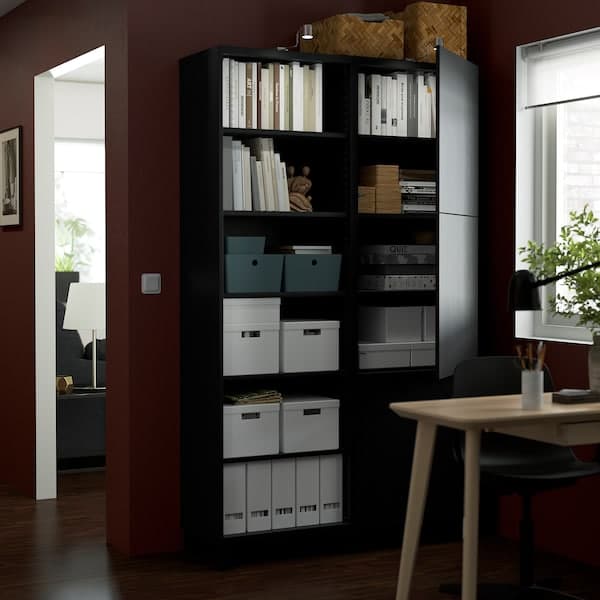BESTÅ - Storage combination with doors, black-brown/Lappviken/Stubbarp black-brown, 120x42x202 cm - best price from Maltashopper.com 59301765