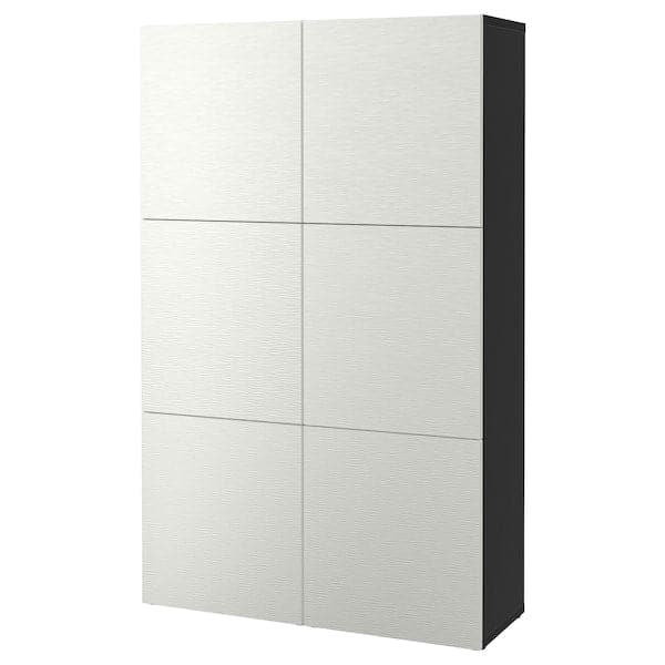BESTÅ - Storage combination with doors, black-brown/Laxviken white, 120x42x193 cm - best price from Maltashopper.com 59071528
