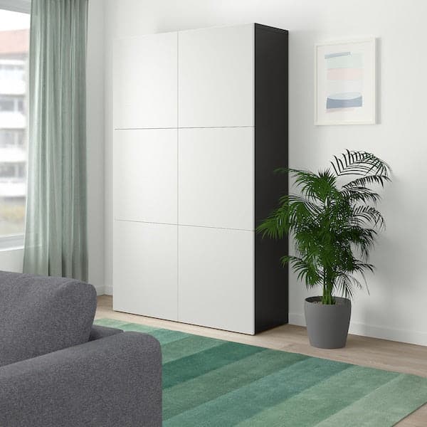 Ikea BESTÅ - Storage combination with doors, black-brown/Laxviken white, 120x42x193 cm