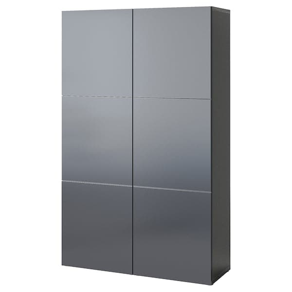 BESTÅ - Storage combination with doors, black-brown/Riksviken brushed dark pewter effect