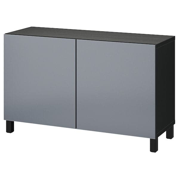 BESTÅ - Storage combination with doors, black-brown/Riksviken/Stubbarp brushed dark pewter effect, 120x42x74 cm - best price from Maltashopper.com 59421428