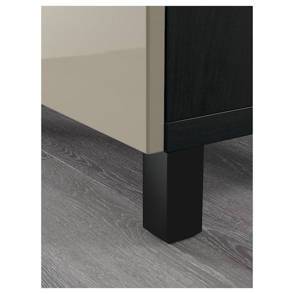 BESTÅ Mobile with doors - brown-black/Selsviken glossy/beige 180x40x74 cm , 180x42x74 cm - best price from Maltashopper.com 79139848