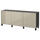 BESTÅ storage combination with doors, black-brown/Selsviken/Stubbarp high-gloss/beige, 180x42x74 cm