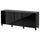BESTÅ storage combination with doors, black-brown/Selsviken/Stubbarp high-gloss/black, 180x42x74 cm