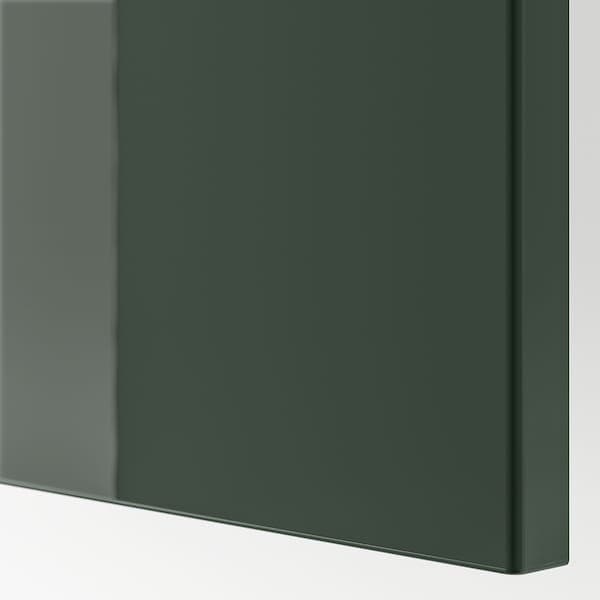 BESTÅ - Storage combination with doors, black-brown Selsviken/Stubbarp/high-gloss dark olive-green, 120x42x74 cm - best price from Maltashopper.com 99421431