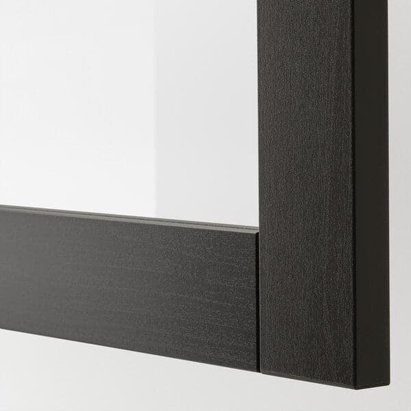 BESTÅ - Storage combination with doors, black-brown/Sindvik black-brown clear glass, 180x42x65 cm - best price from Maltashopper.com 39325036