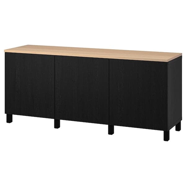 BESTÅ - Storage combination with doors, black/Lappviken/Stubbarp black, 180x42x76 cm