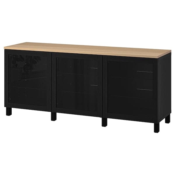 BESTÅ - Storage combination with doors, black/Sindvik/Stubbarp black, 180x42x76 cm - best price from Maltashopper.com 69419076