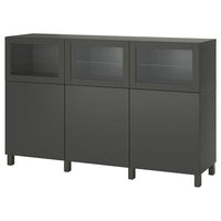 BESTÅ storage combination with doors, dark grey Lappviken/Sindvik dark grey, 180x42x112 cm
