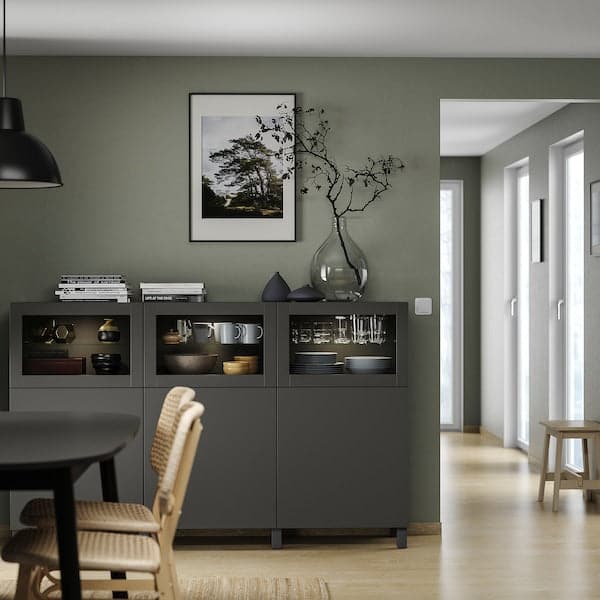 Ikea BESTÅ - Storage combination with doors, dark grey Lappviken/Sindvik dark grey, 180x42x112 cm