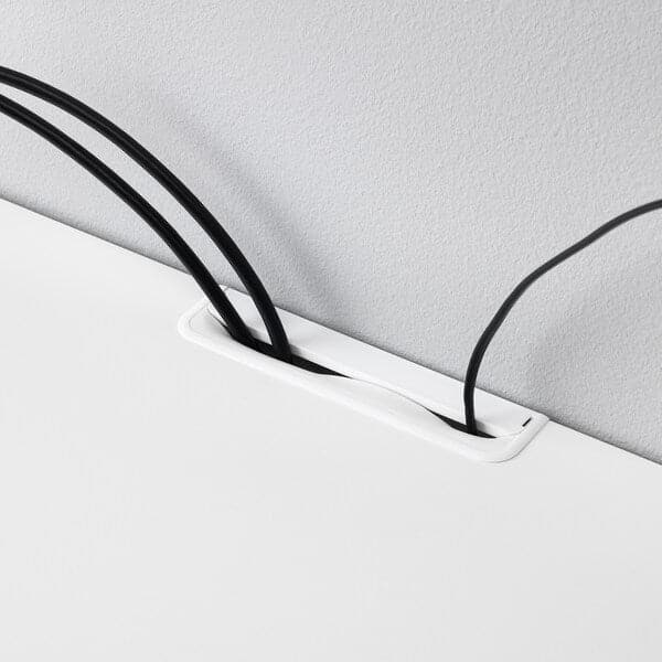 Ikea BESTÅ - TV bench, white Glassvik/Selsviken/Ösarp light grey-blue, 180x42x48 cm