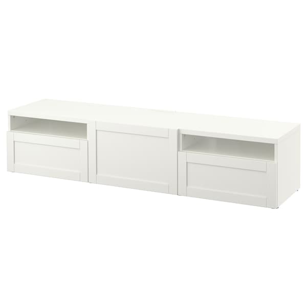 BESTÅ - TV bench, white/Hanviken white, 180x42x39 cm - best price from Maltashopper.com 19328578