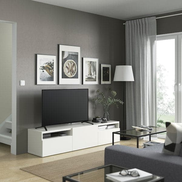 Ikea BESTÅ - TV bench, white/Lappviken white, 180x42x39 cm