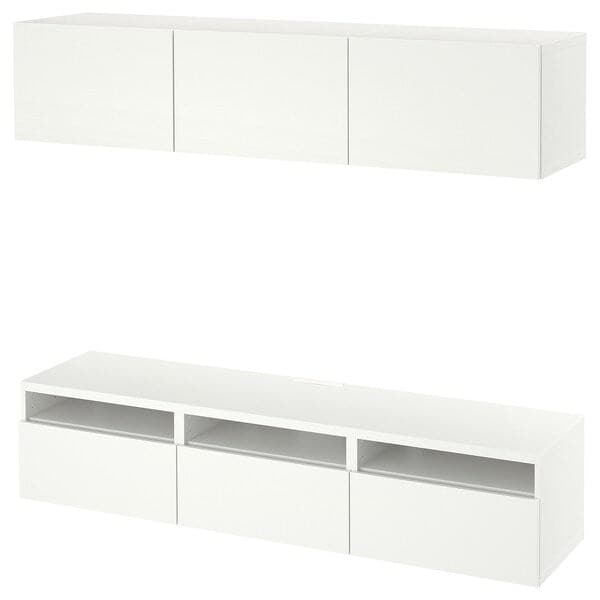 Ikea BESTÅ - TV bench, white/Lappviken white, 180x42x185 cm