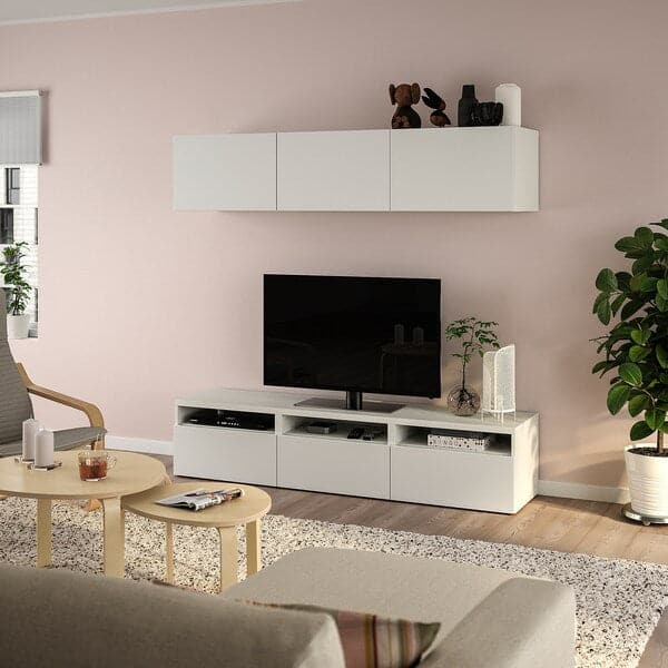 Ikea BESTÅ - TV bench, white/Lappviken white, 180x42x185 cm