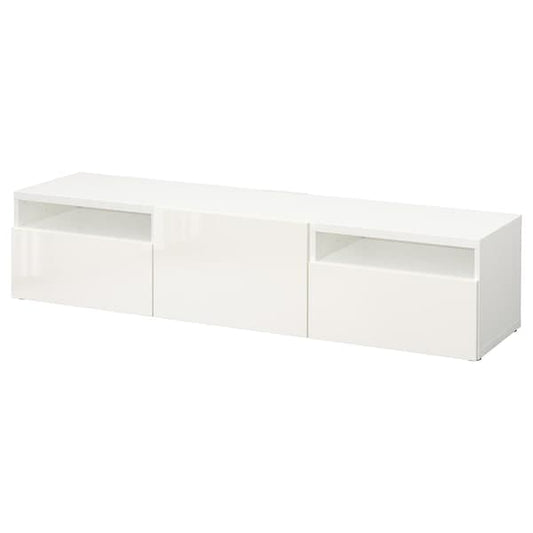 Ikea BESTÅ - TV bench, white/Selsviken high-gloss/white, 180x42x39 cm