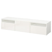 BESTÅ - TV bench, white/Selsviken high-gloss/white, 180x42x39 cm - best price from Maltashopper.com 79328599