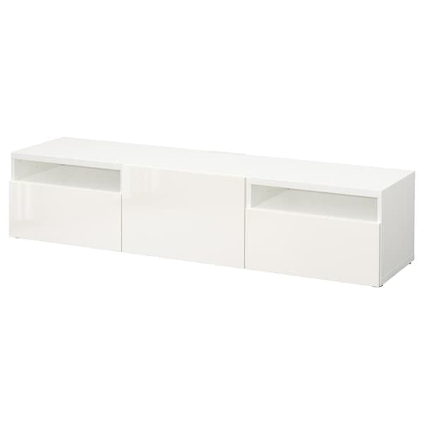 BESTÅ - TV bench, white/Selsviken high-gloss/white, 180x42x39 cm