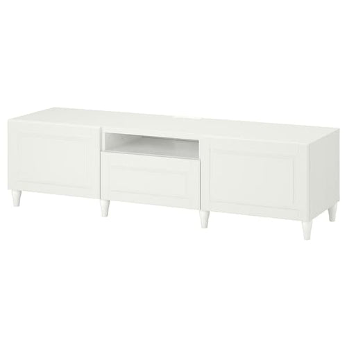 BESTÅ - TV bench, white/Smeviken/Kabbarp white, 180x42x48 cm