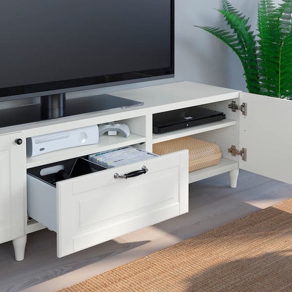 Ikea BESTÅ - TV bench, white/Smeviken/Kabbarp white, 180x42x48 cm