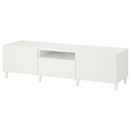 BESTÅ - TV bench, white/Sutterviken/Kabbarp white, 180x42x48 cm