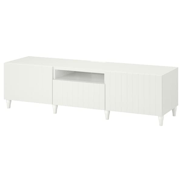 BESTÅ - TV bench, white/Sutterviken/Kabbarp white, 180x42x48 cm - best price from Maltashopper.com 39384530