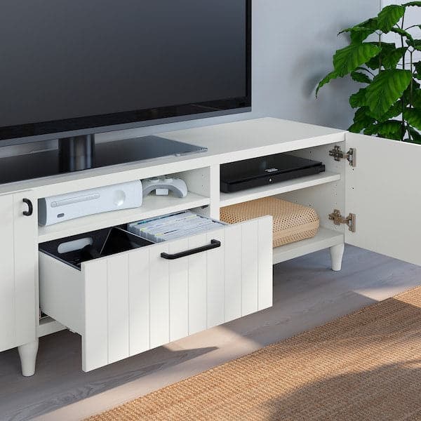 Ikea BESTÅ - TV bench, white/Sutterviken/Kabbarp white, 180x42x48 cm